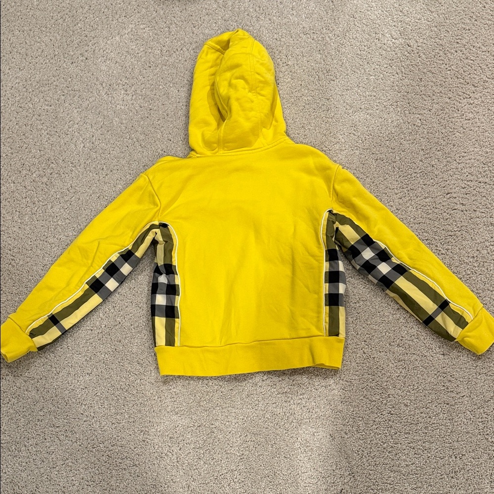 Burberry Yellow Kids Hoodie with Plaid Accents, size 8 - Picture 7 of 11